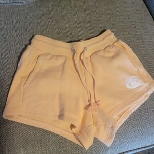 Champion Sweat Shorts Women's Small Peach Reverse Weave Logo Gym Training Ladies